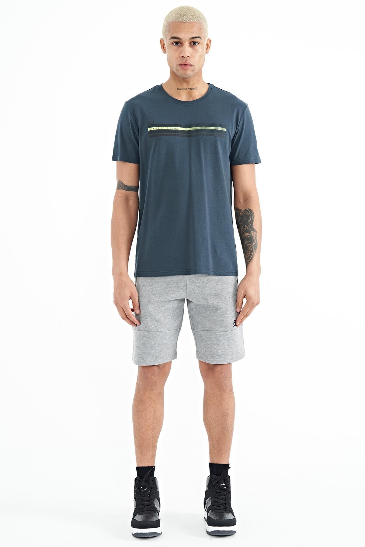 Alec Grey Melange Standard Fit Men's Shorts - 81243