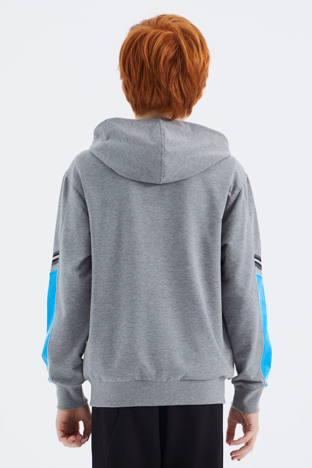 Grey Melange Zippered Boys' Sweatshirt - 11180