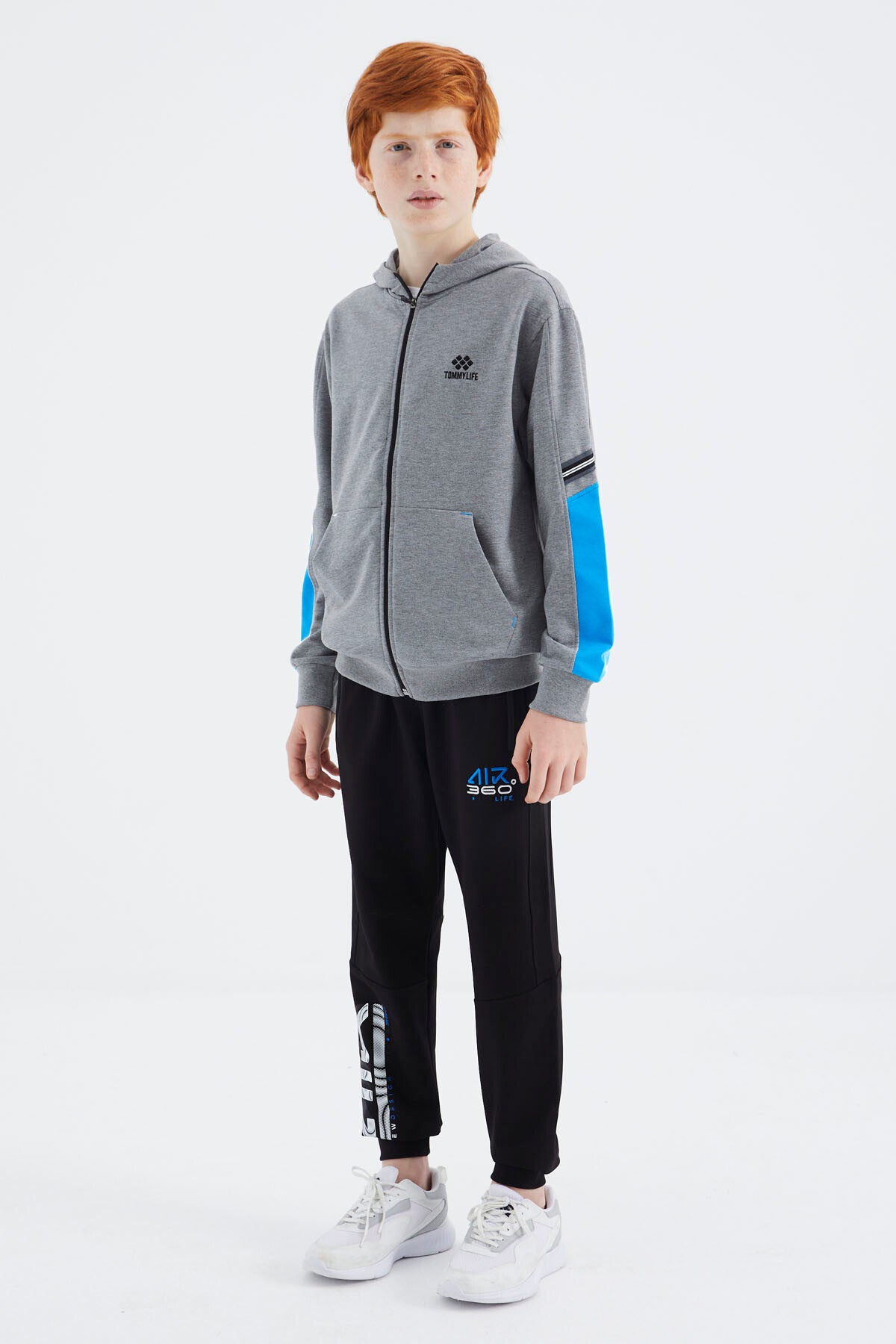 Grey Melange Zippered Boys' Sweatshirt - 11180