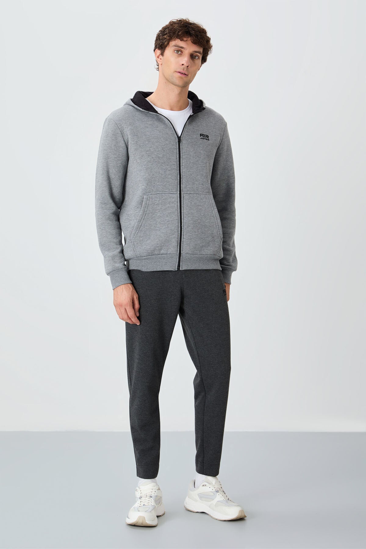 Hector Grey Melange Sherpa Lined Men's Sweatshirt - 88139