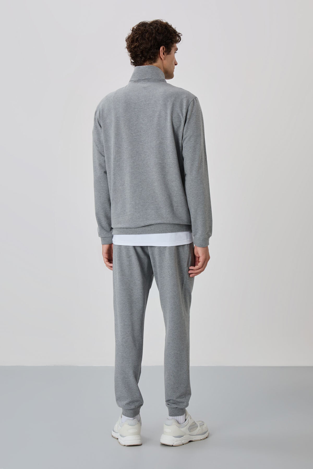 Herbert Grey Melange Collar Tracksuit Set - 85233