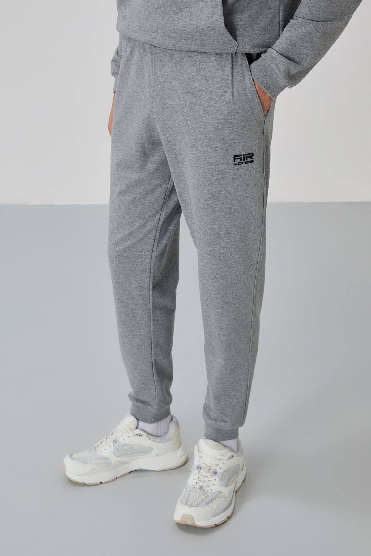 Herbert Grey Melange Collar Tracksuit Set - 85233