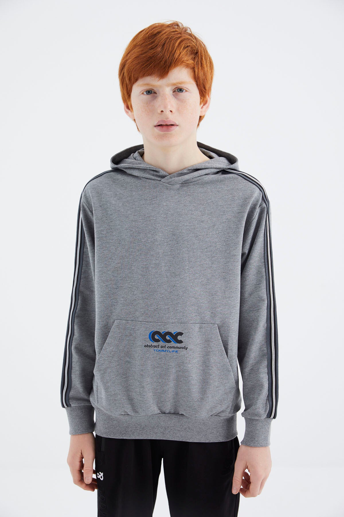 Grey Melange Kangaroo Pocket Boys' Sweatshirt - 11176