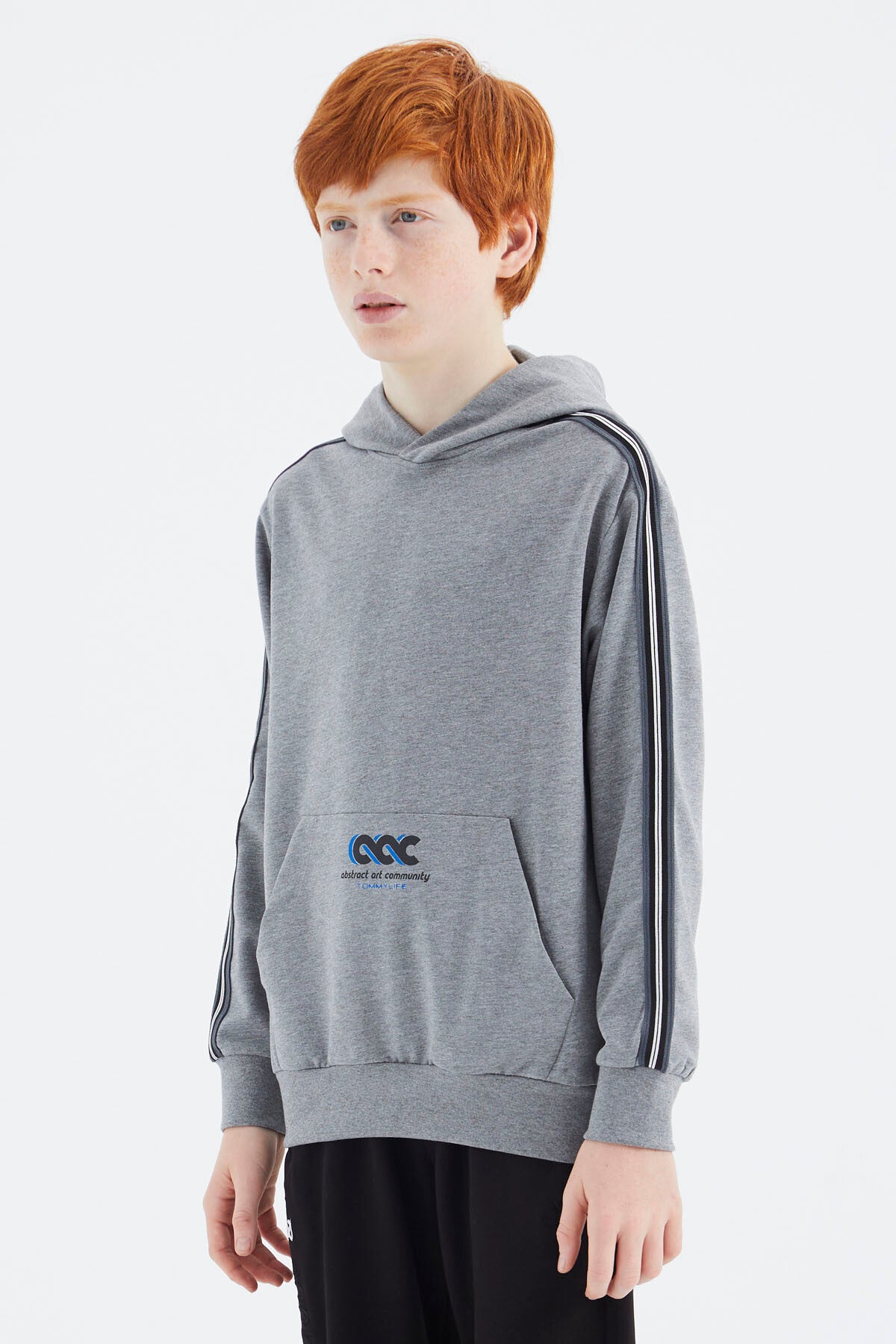 Grey Melange Kangaroo Pocket Boys' Sweatshirt - 11176