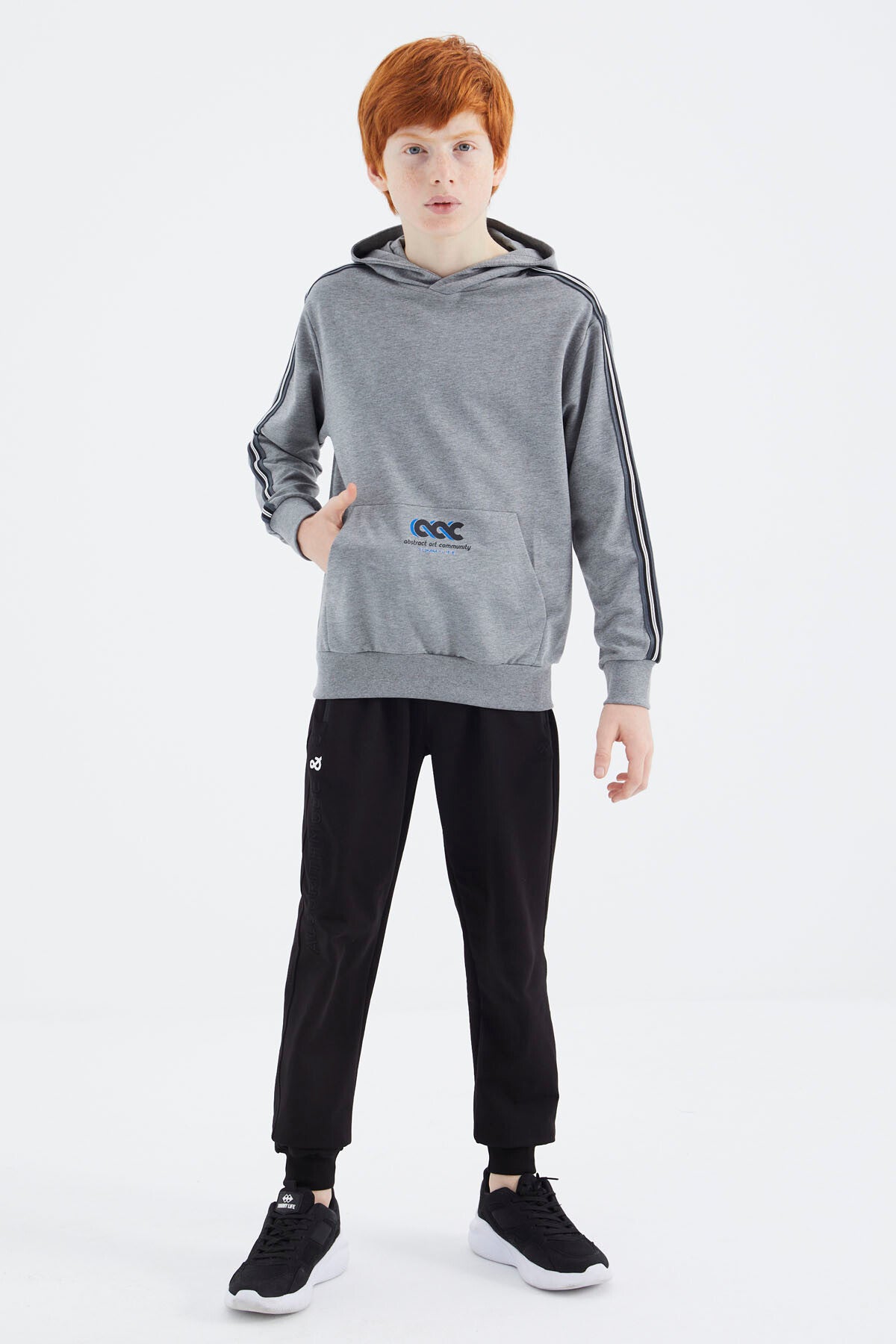 Grey Melange Kangaroo Pocket Boys' Sweatshirt - 11176