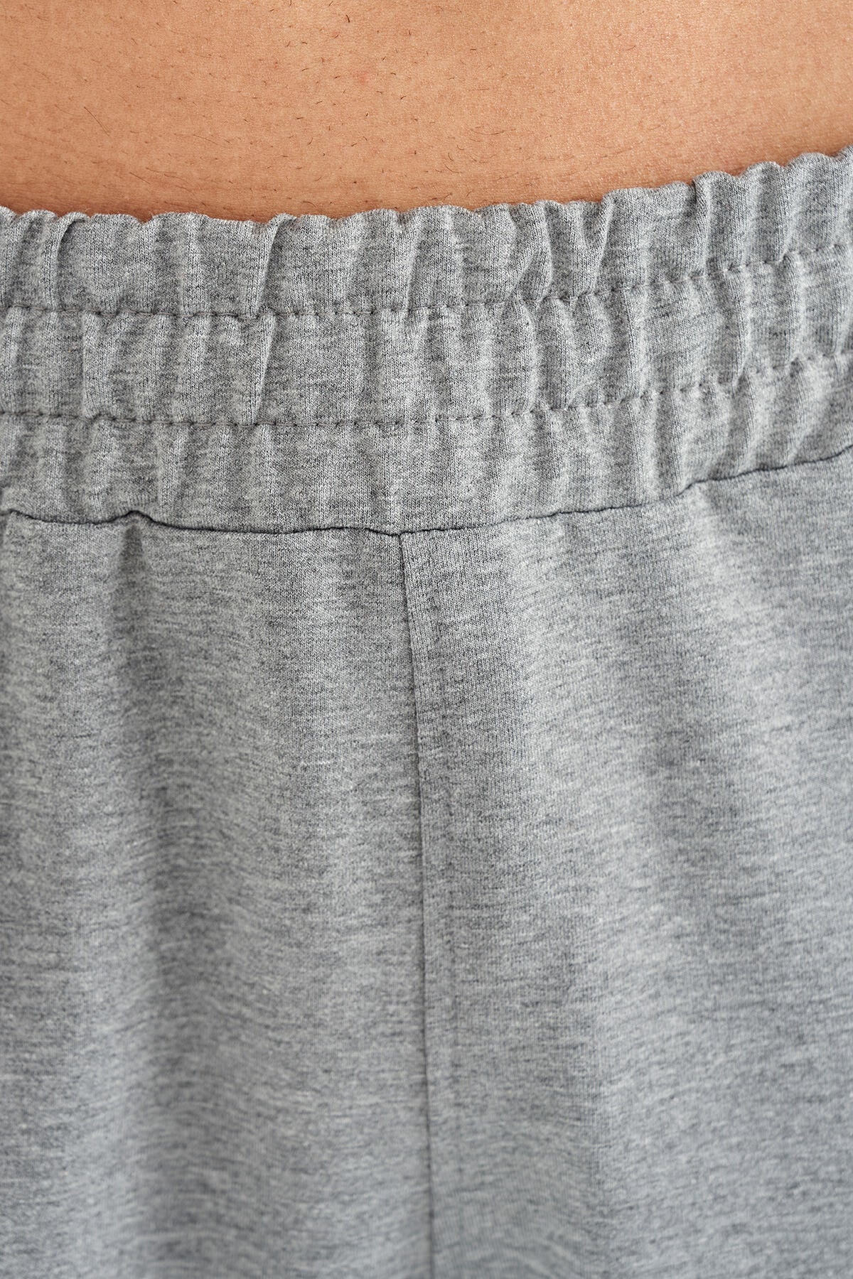 Grey Melange Logo Embroidered Detailed Side Pocket Standard Fit Men's Tracksuit Bottom - 84967