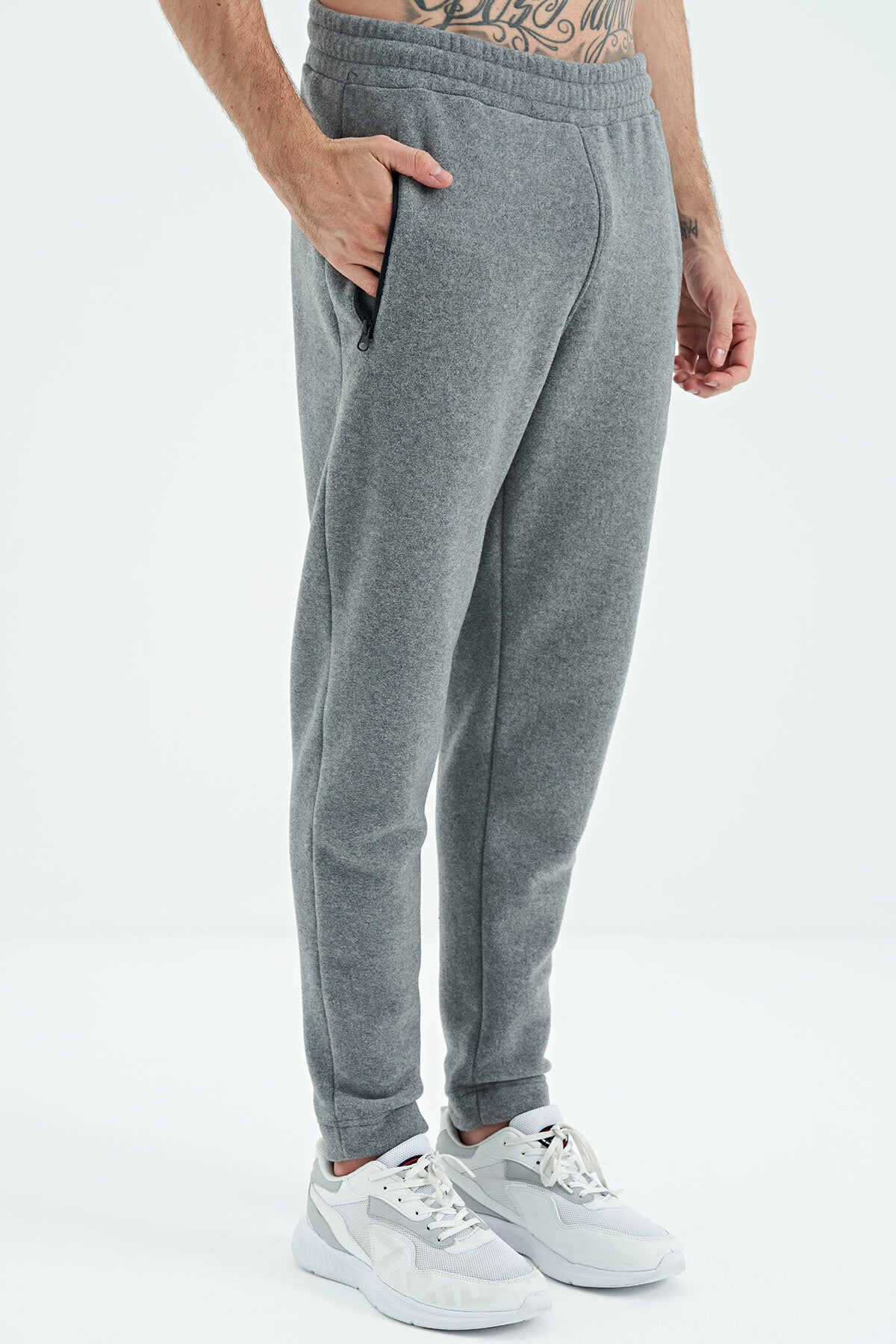 Darrel Grey Melange Polar Men's Tracksuit Bottom - 82109