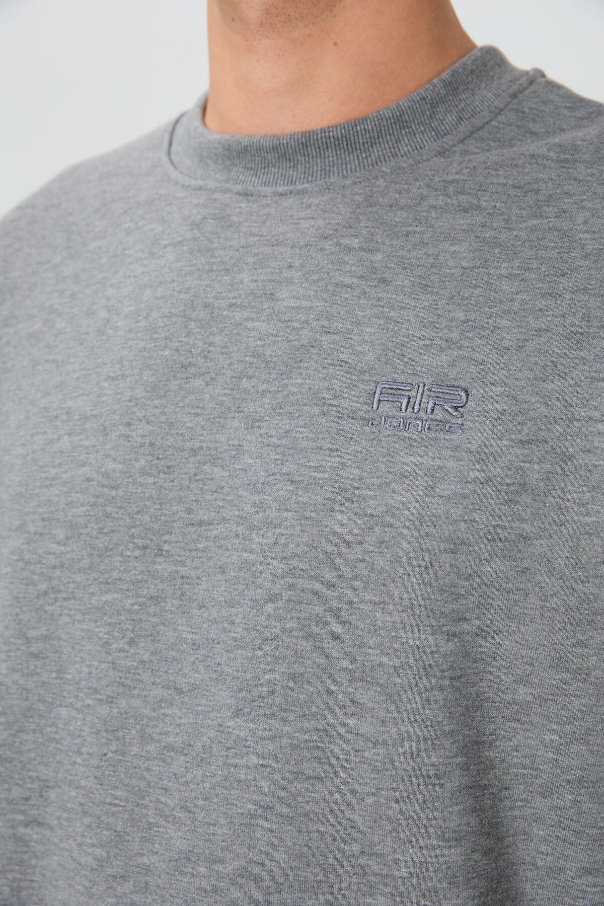 Omar Grey Melange Sherpa Lined Men's Sweatshirt - 88137