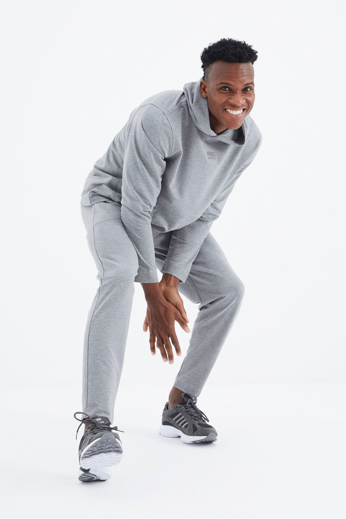 Rex Gray Melange Basic Men's Tracksuit Set - 85232