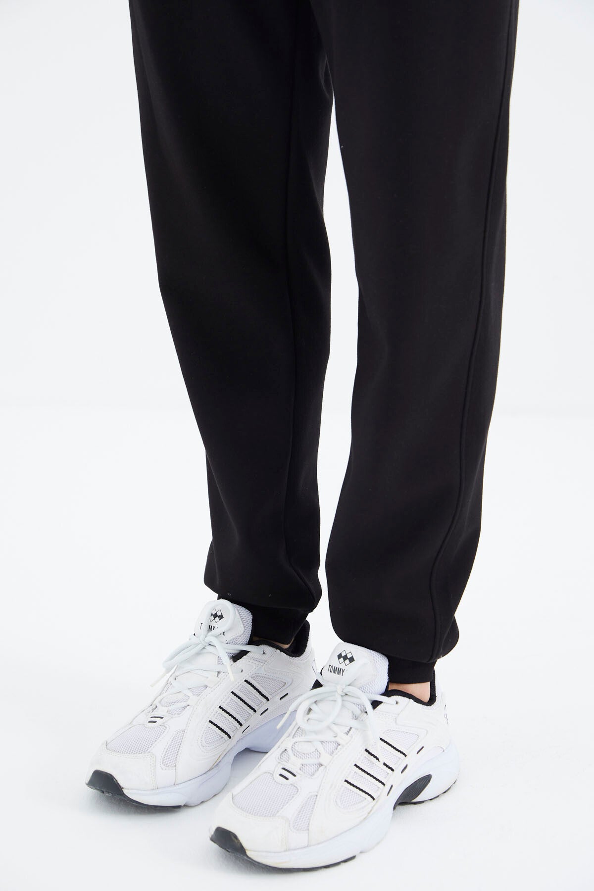 Grey Melange - Black Stand Collar Half Zippered Hidden Pocket Detailed Relax Fit Men's Tracksuit Set - 85221