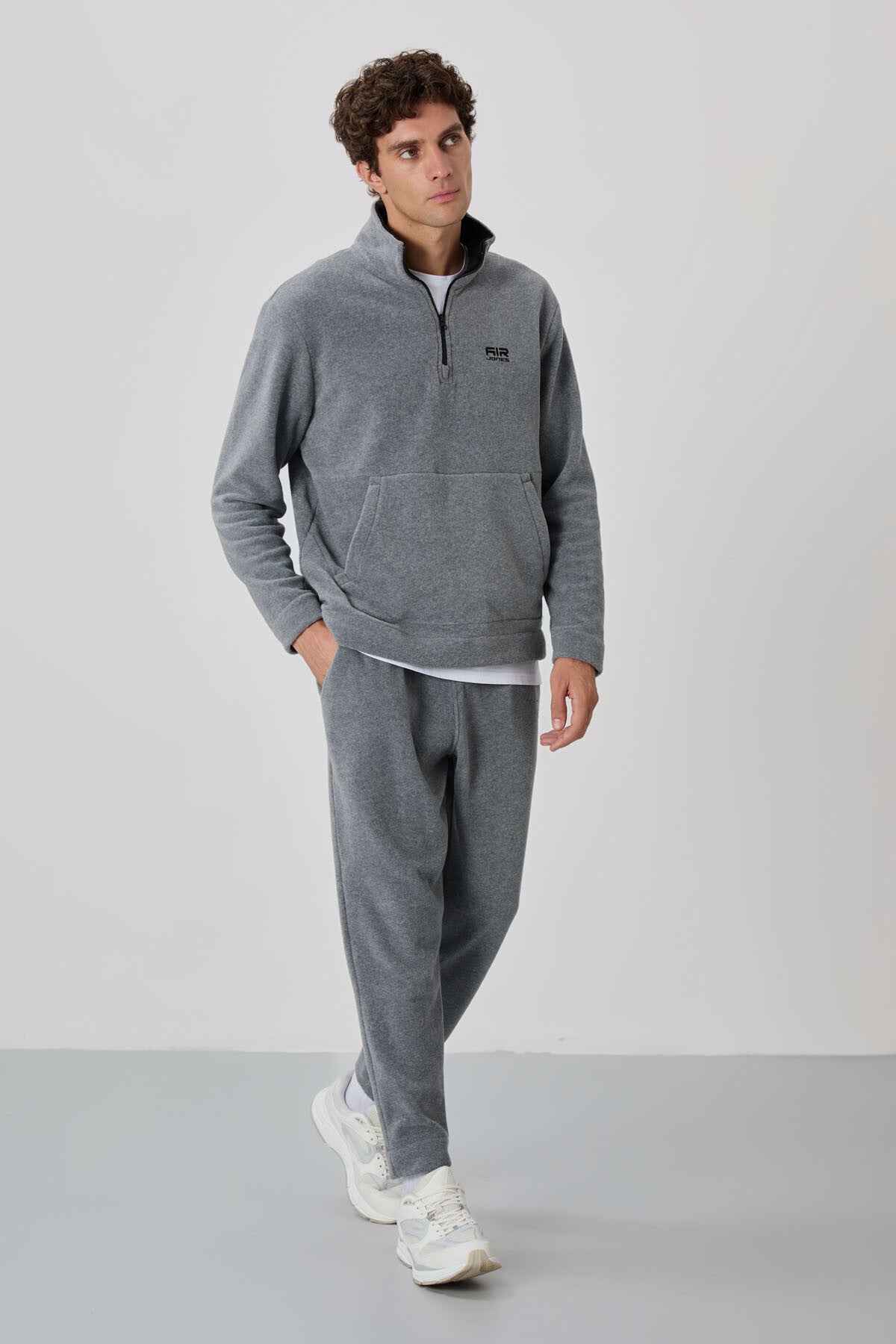 Carol Grey Melange Polar Men's Tracksuit Set - 85226