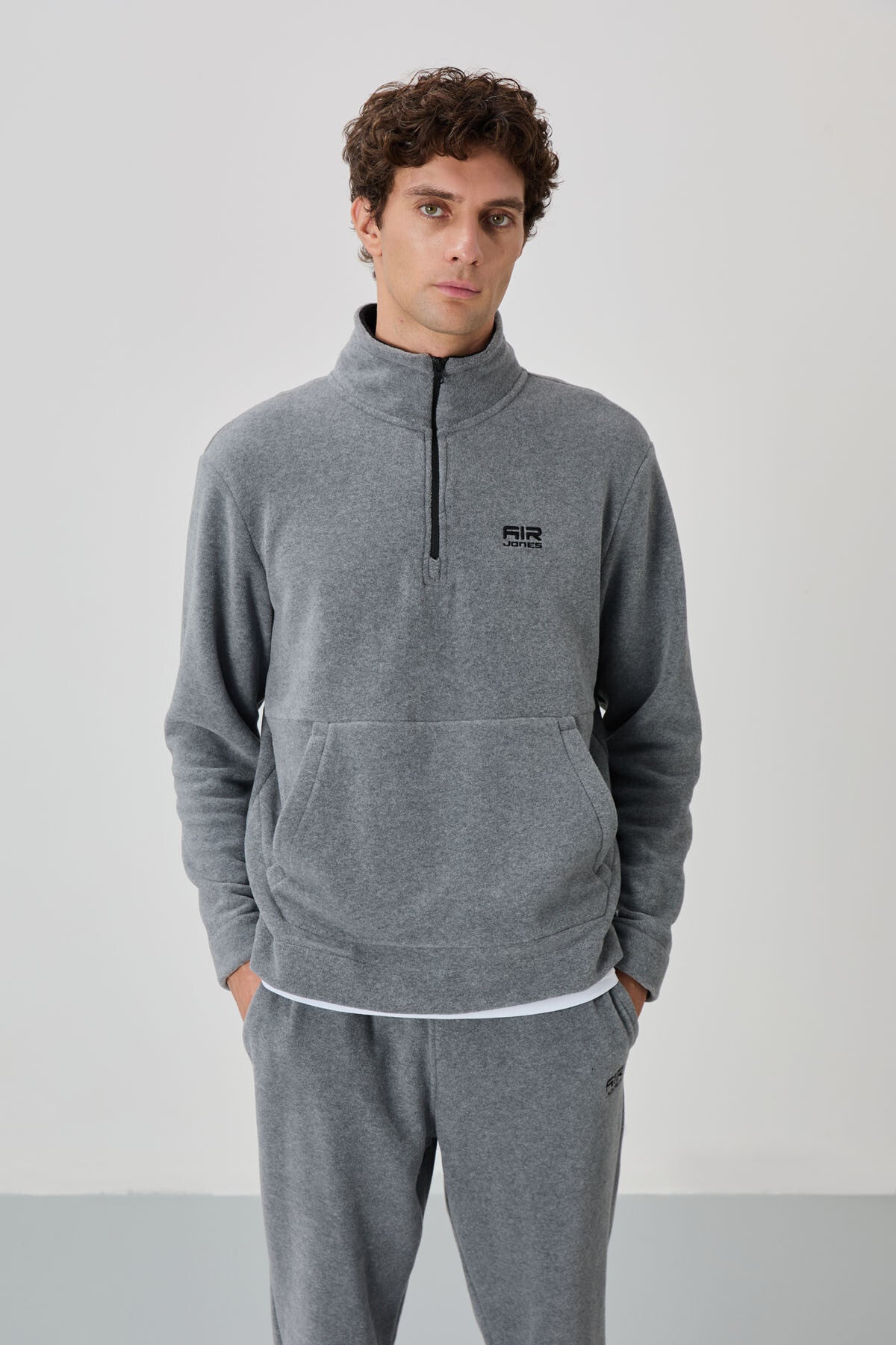 Carol Grey Melange Polar Men's Tracksuit Set - 85226