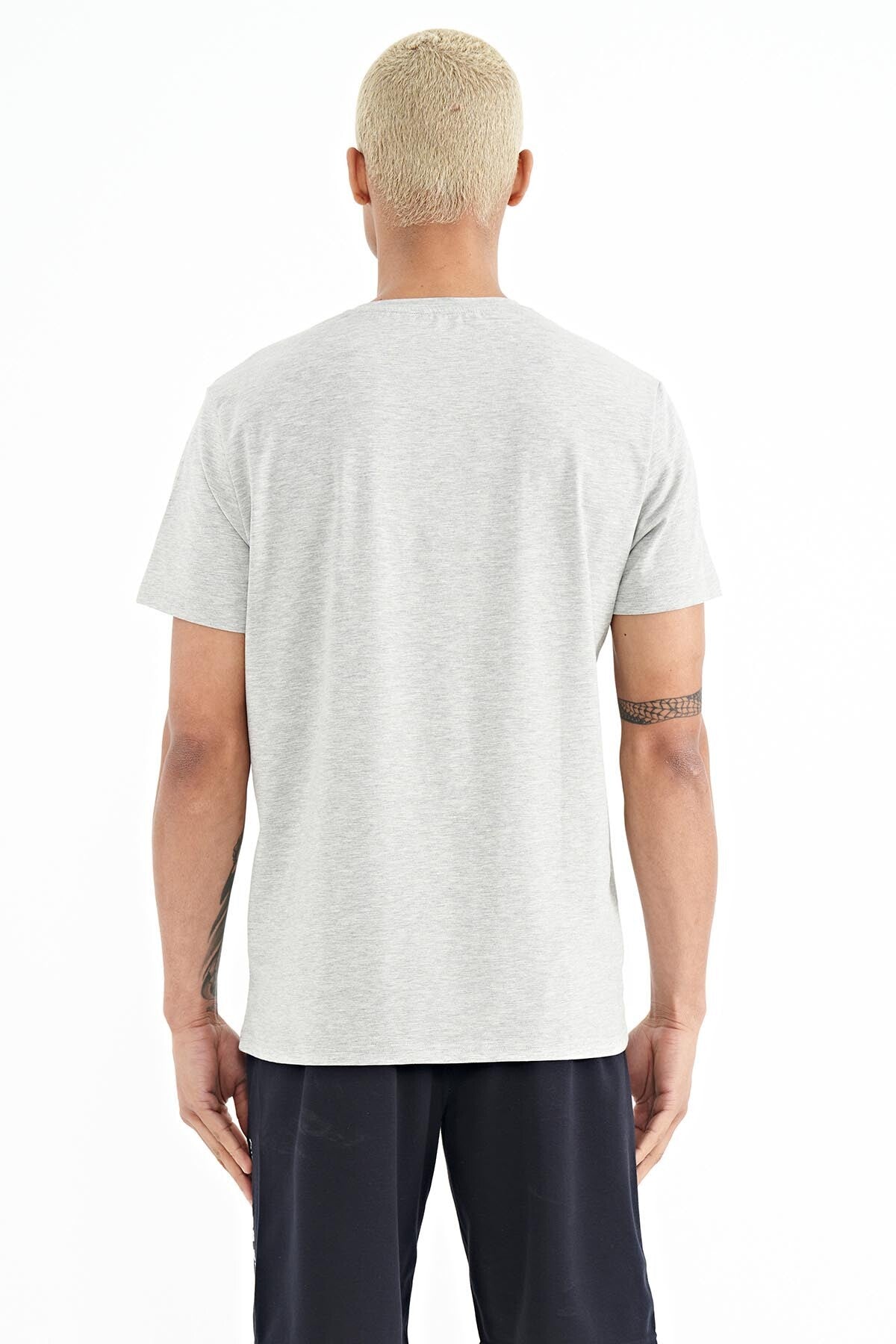 Boris Grey Melange Standard Cut Men's T-Shirt - 88206