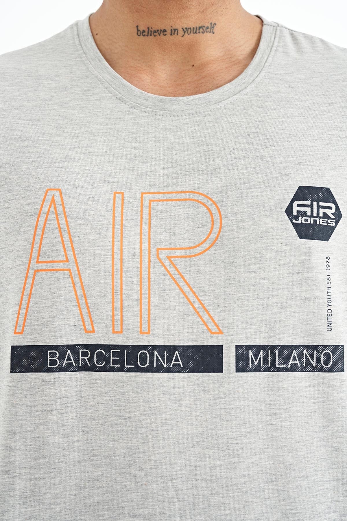 Conan Grey Melange Standard Fit Men's T-Shirt - 88209