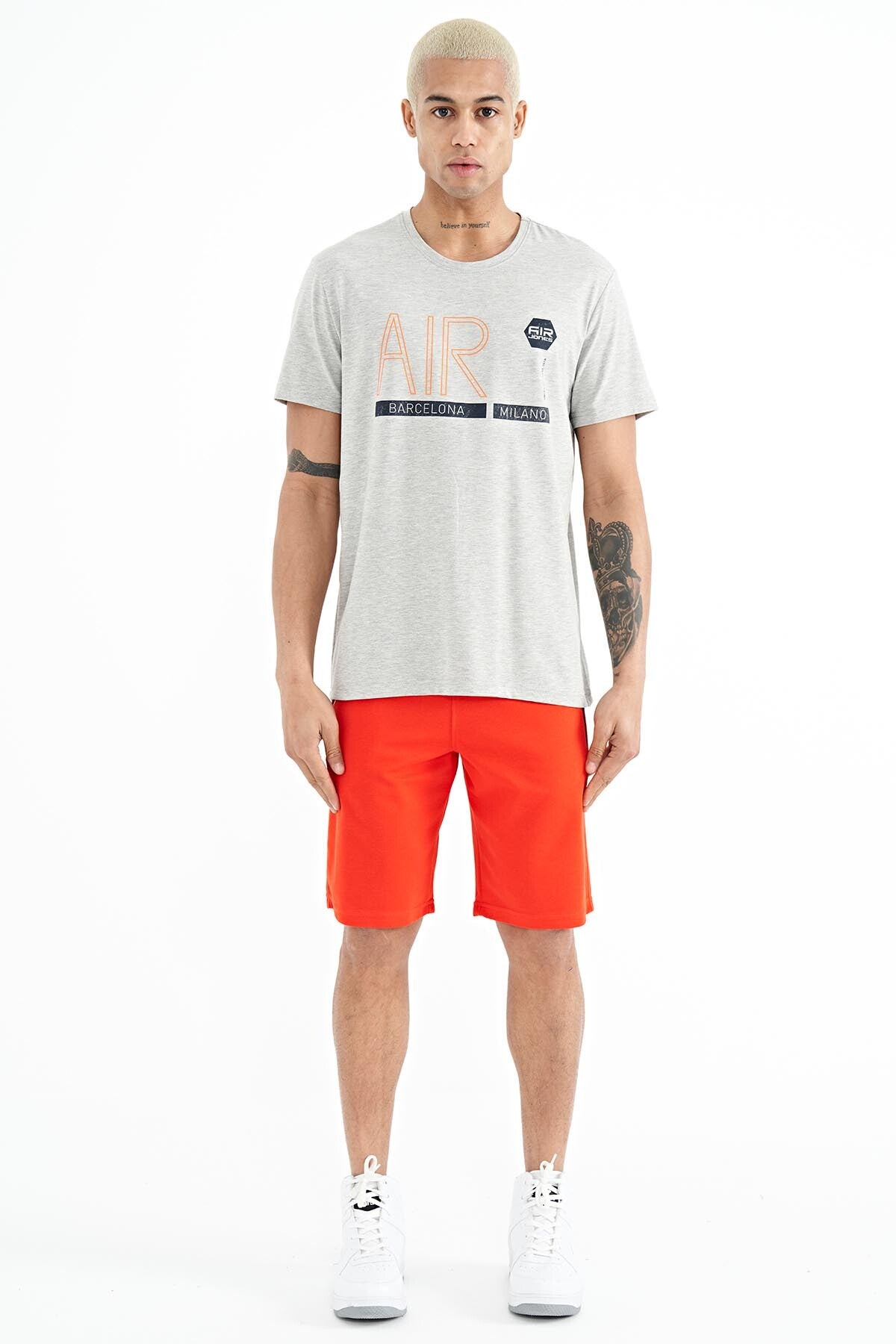 Conan Grey Melange Standard Fit Men's T-Shirt - 88209