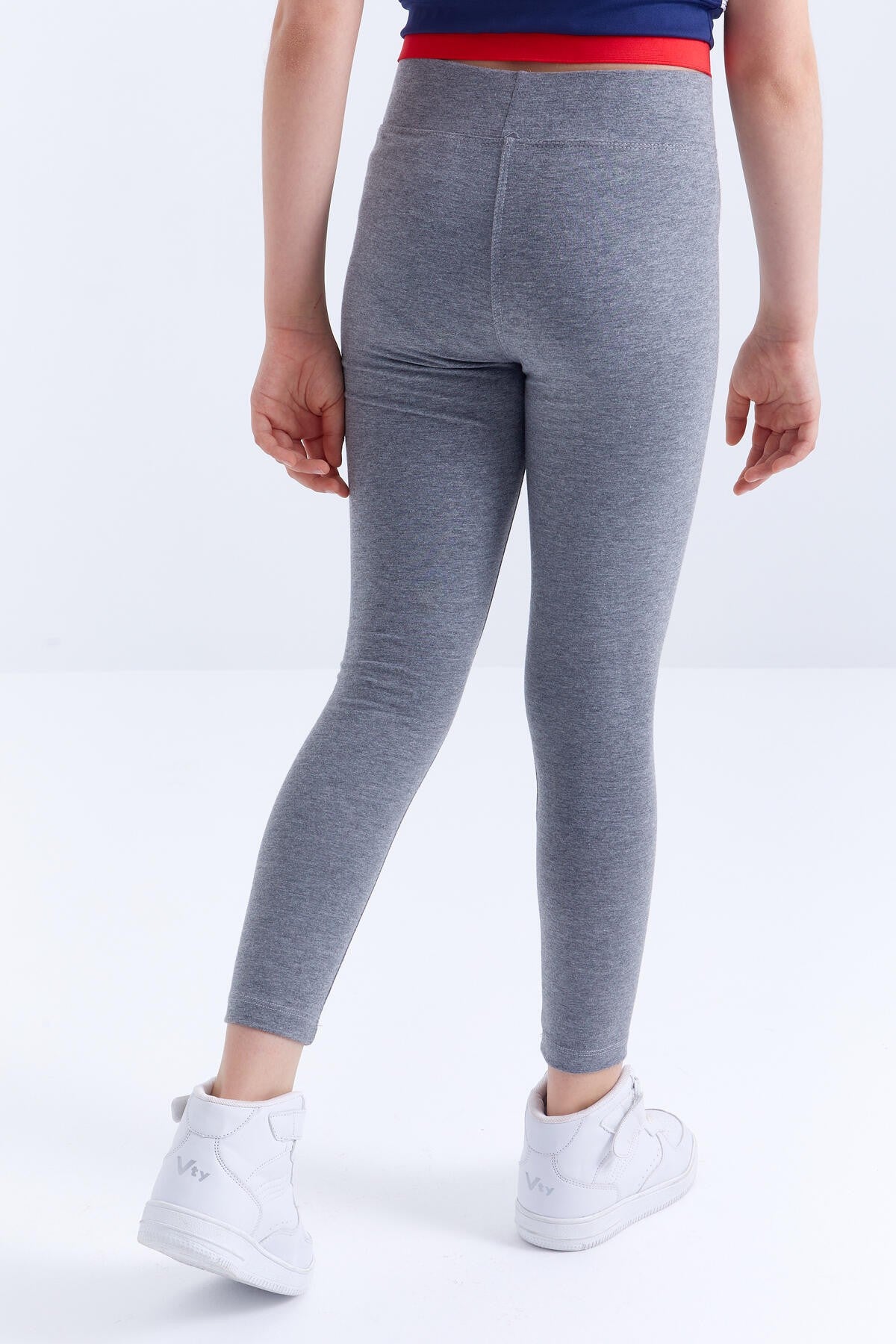 Gray Melange High Waist Straight Leg Girls' Tights - 75047