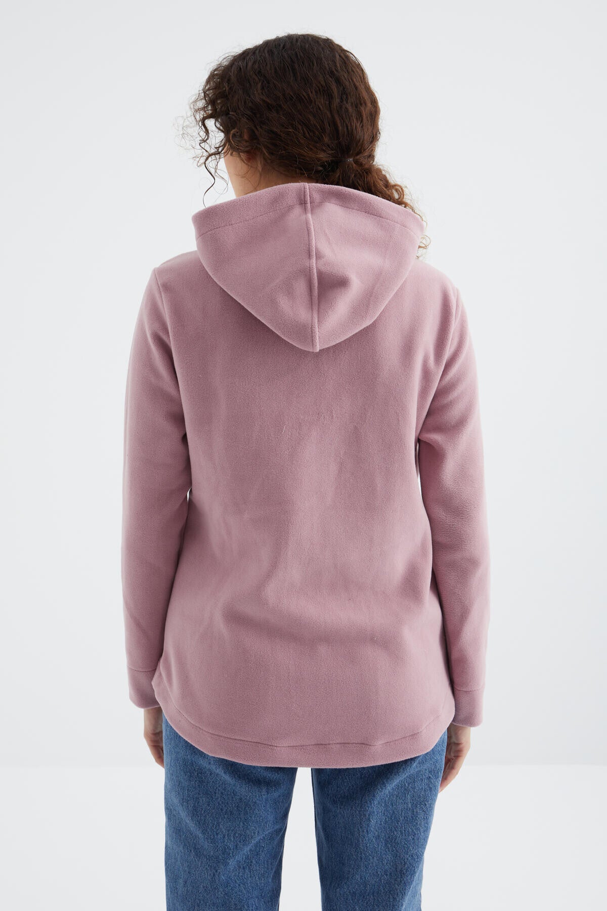 Dried Rose Hooded Zippered Comfort Fit Women's Fleece Sweatshirt - 97233
