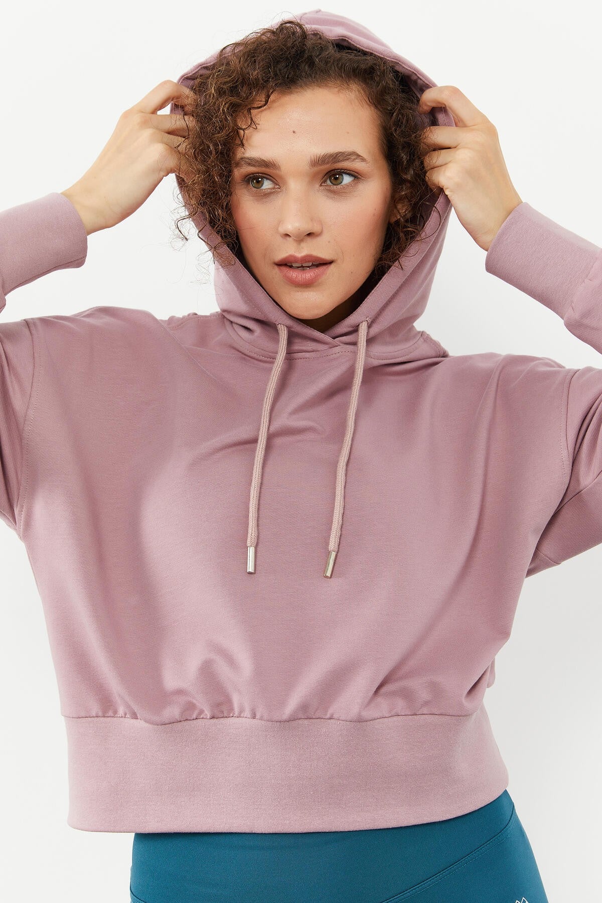 Dried Rose Shoulder Gather Detailed Balloon Sleeve Comfort Fit Women's Sweatshirt - 97166
