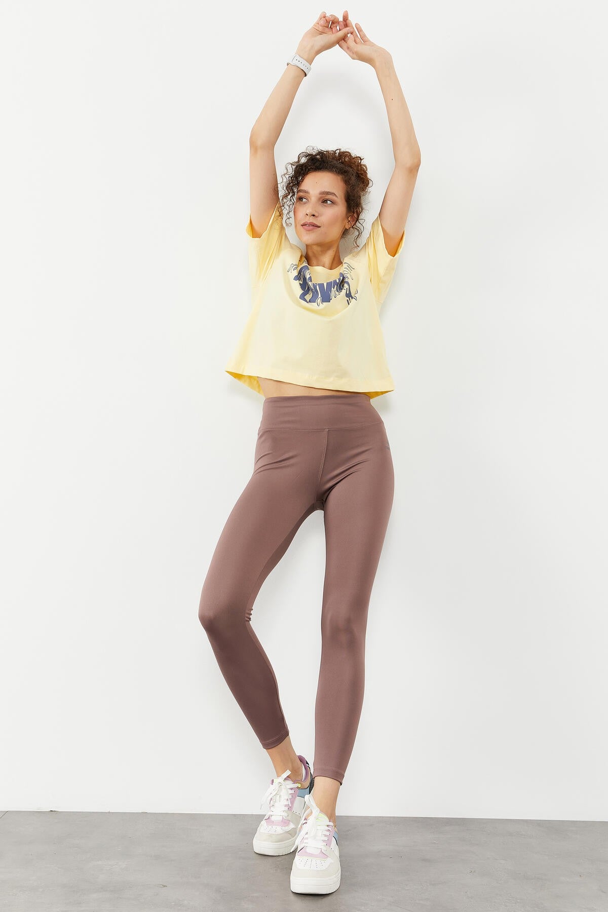 Dried Rose High Waist Stretch Slim Fit Tapered Leg Women's Tights - 94545