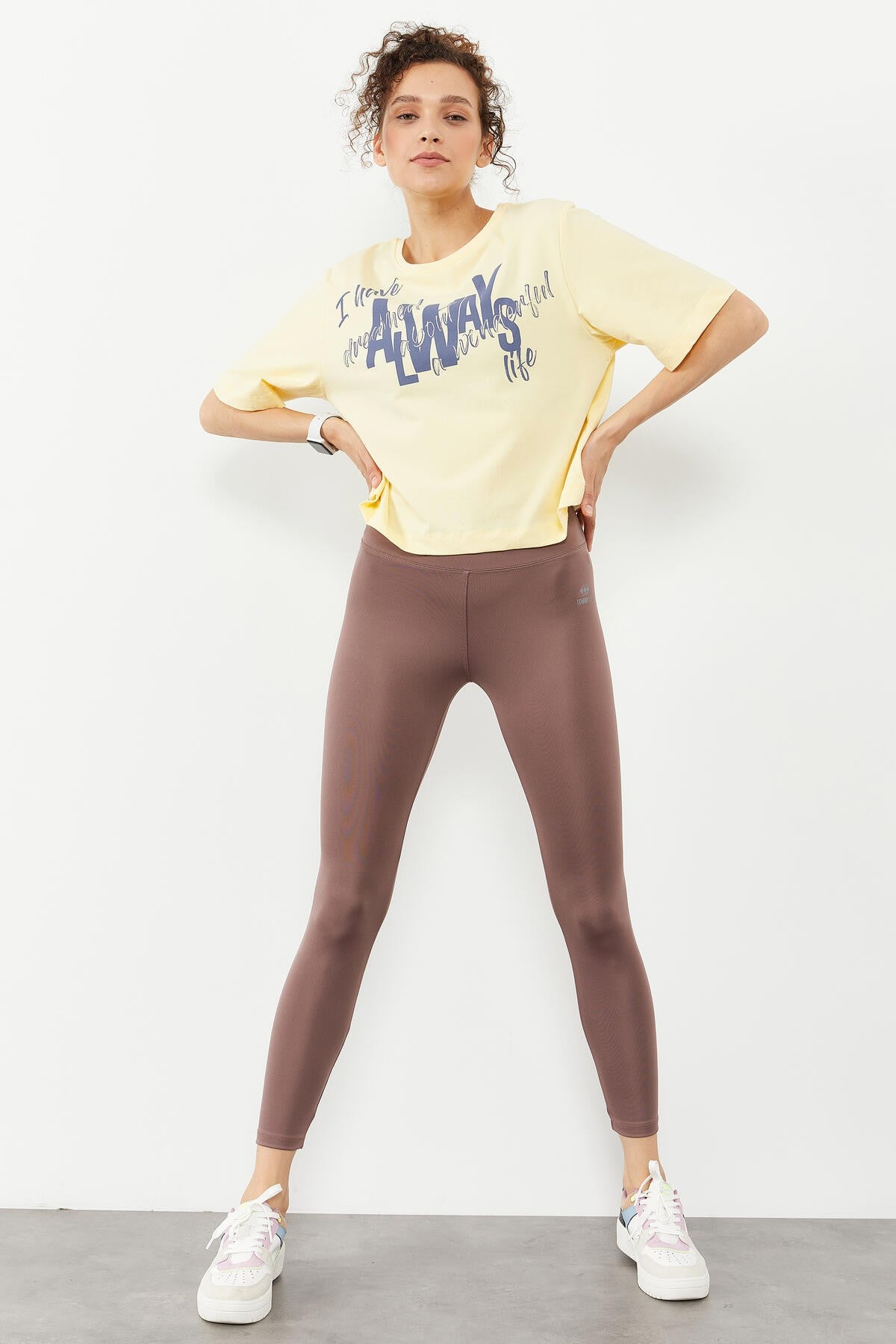 Dried Rose High Waist Stretch Slim Fit Tapered Leg Women's Tights - 94545