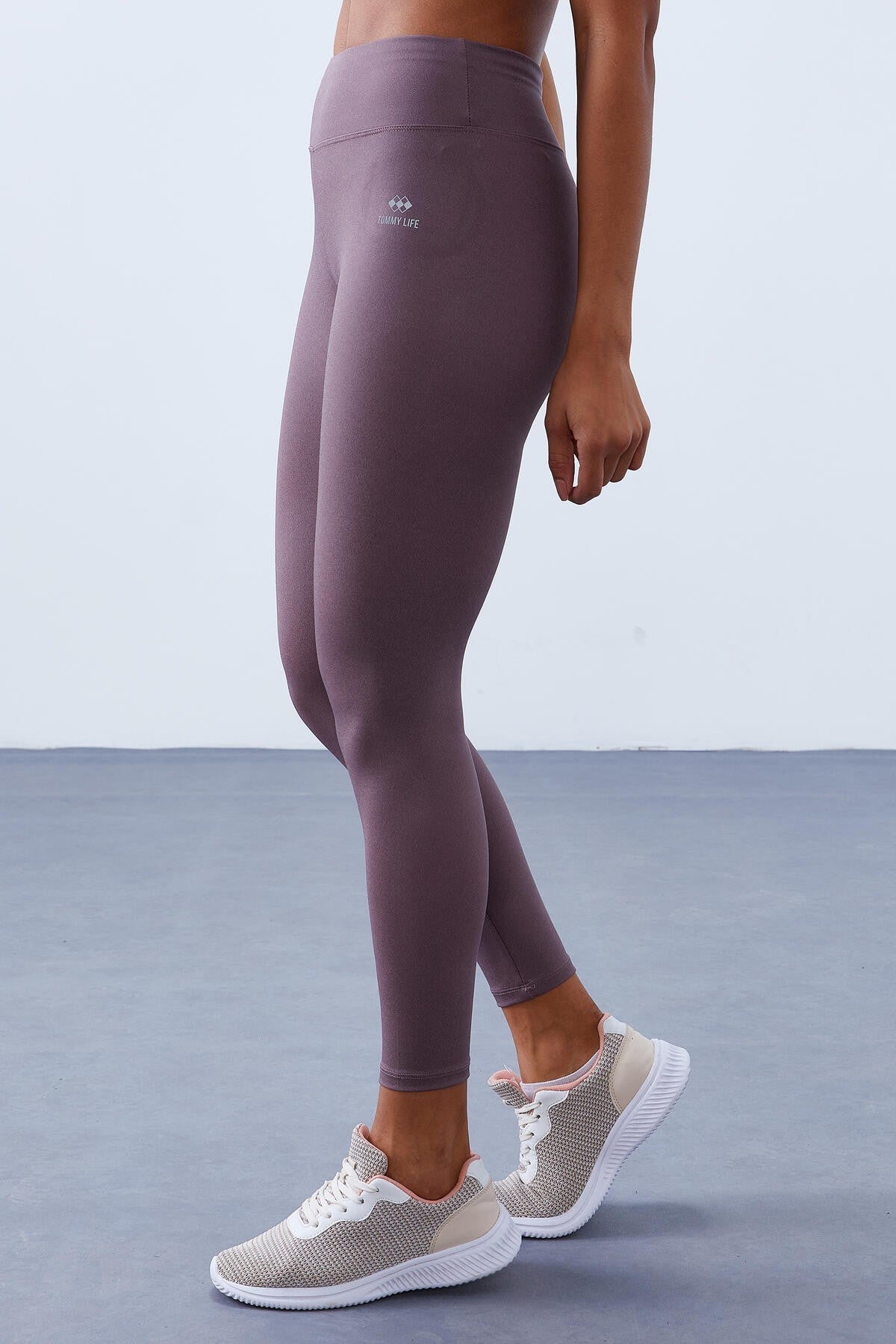 Dried Rose High Waist Wrap-up Cross Back Detailed Slim Fit Women's Tights Set - 95282
