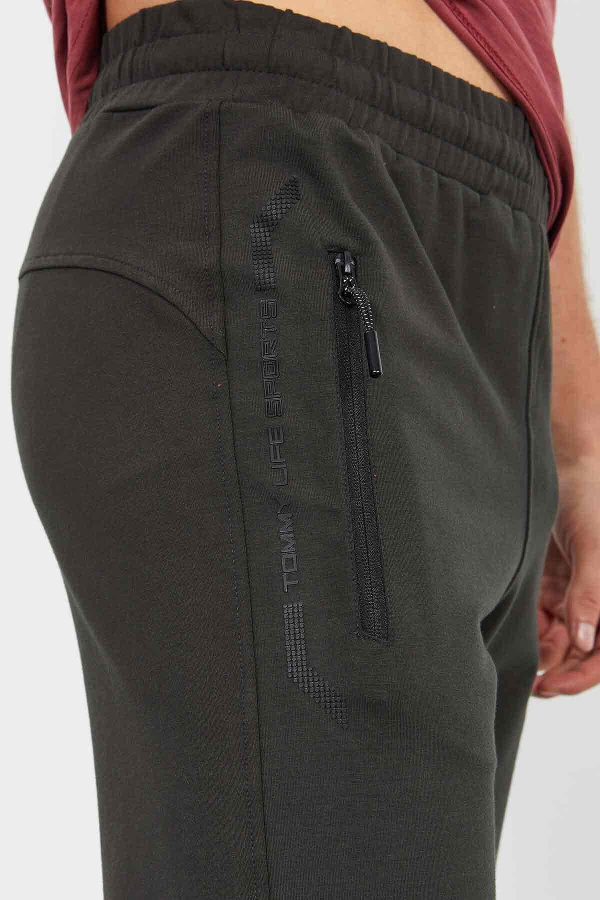 Right Leg Detailed Standard Mold Classic Cuff Men's Tracksuit Bottom - 84744