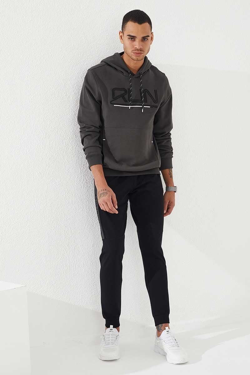 Standard Template Hooded Men's Sweatshirt with Embroidered Lettering - 87887