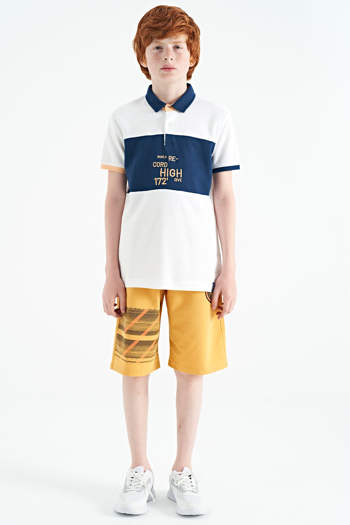 Mustard Print Detailed Laced Standard Fit Boys' Shorts - 11125
