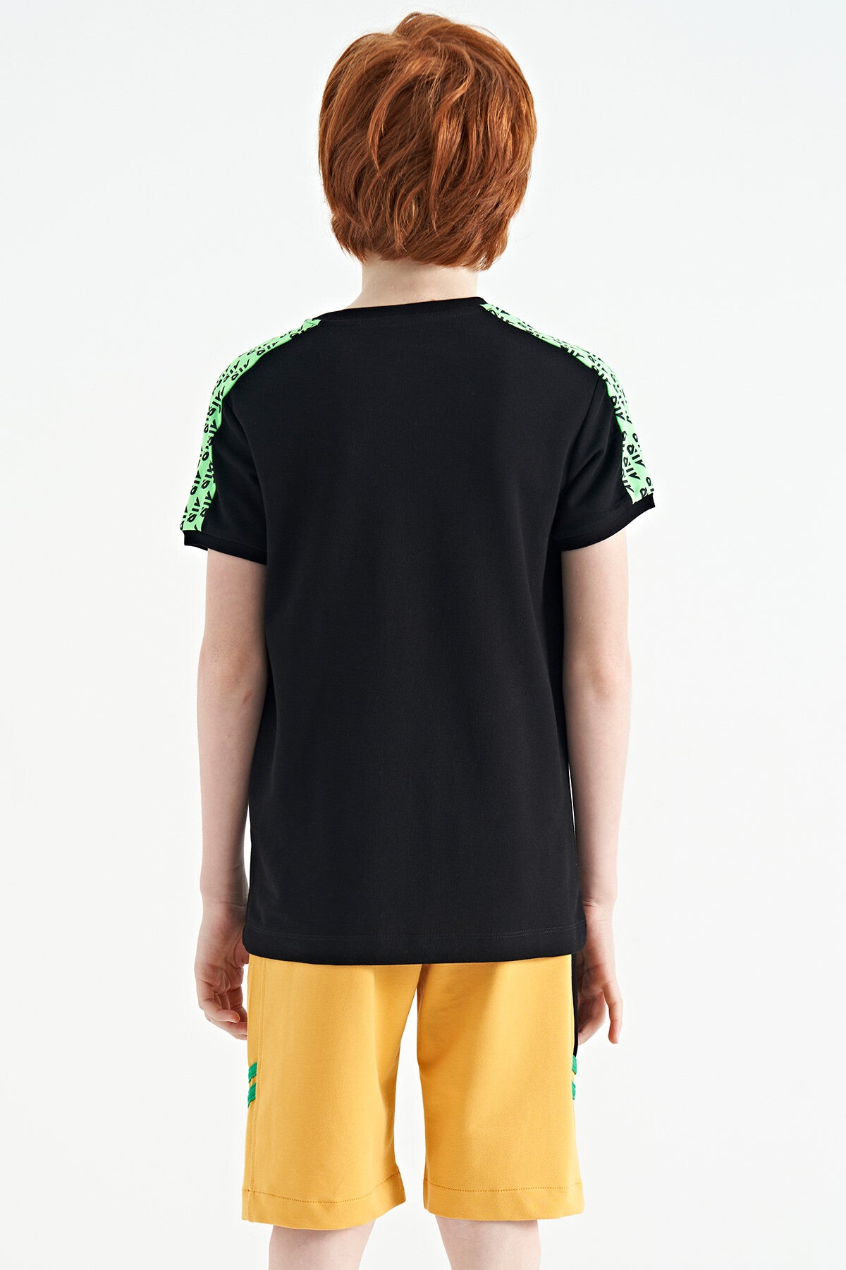 Mustard Embroidered Pattern Laced Standard Fit Boys Shorts - 11124