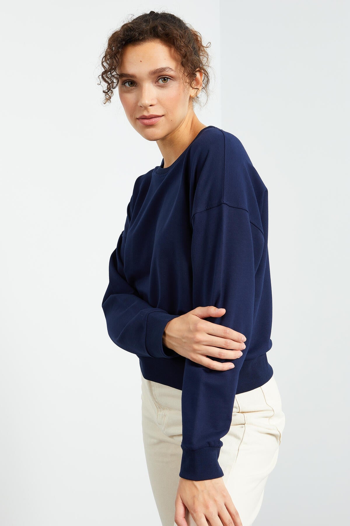 Indigo Basic Comfort Fit O Neck Women's Sweatshirt - 97114