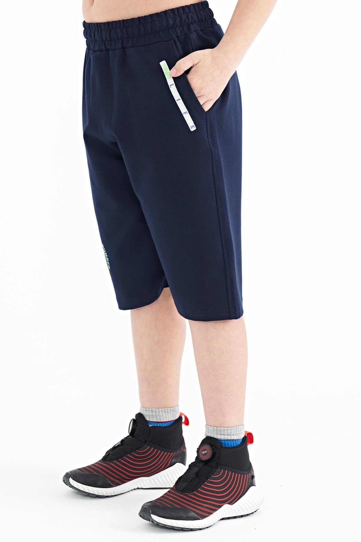 Indigo Printed Detailed Laced Standard Fit Boys Shorts - 11128