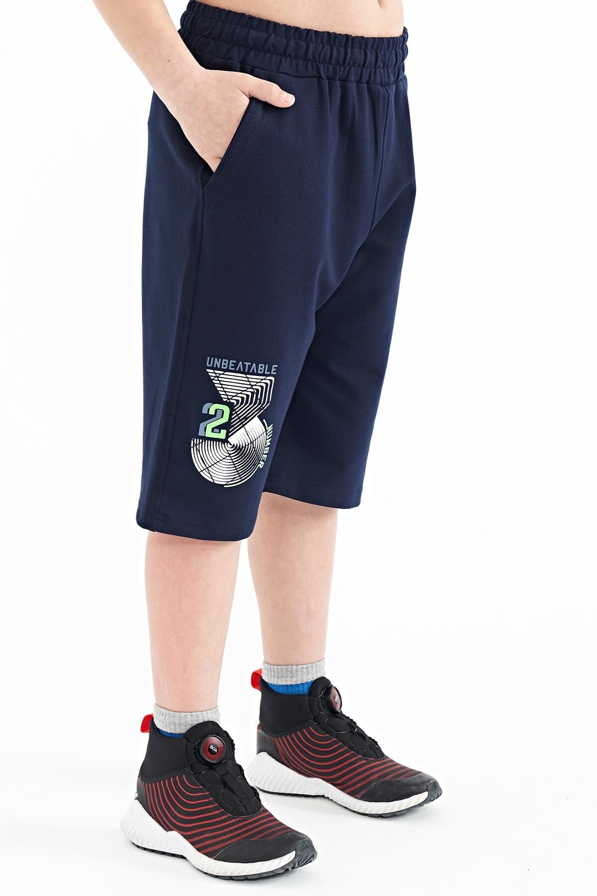 Indigo Printed Detailed Laced Standard Fit Boys Shorts - 11128