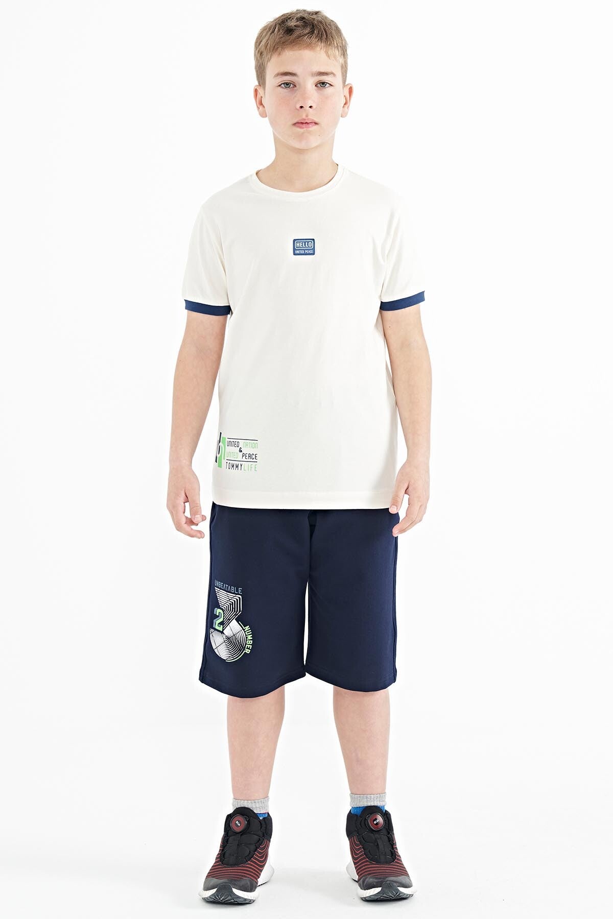 Indigo Printed Detailed Laced Standard Fit Boys Shorts - 11128