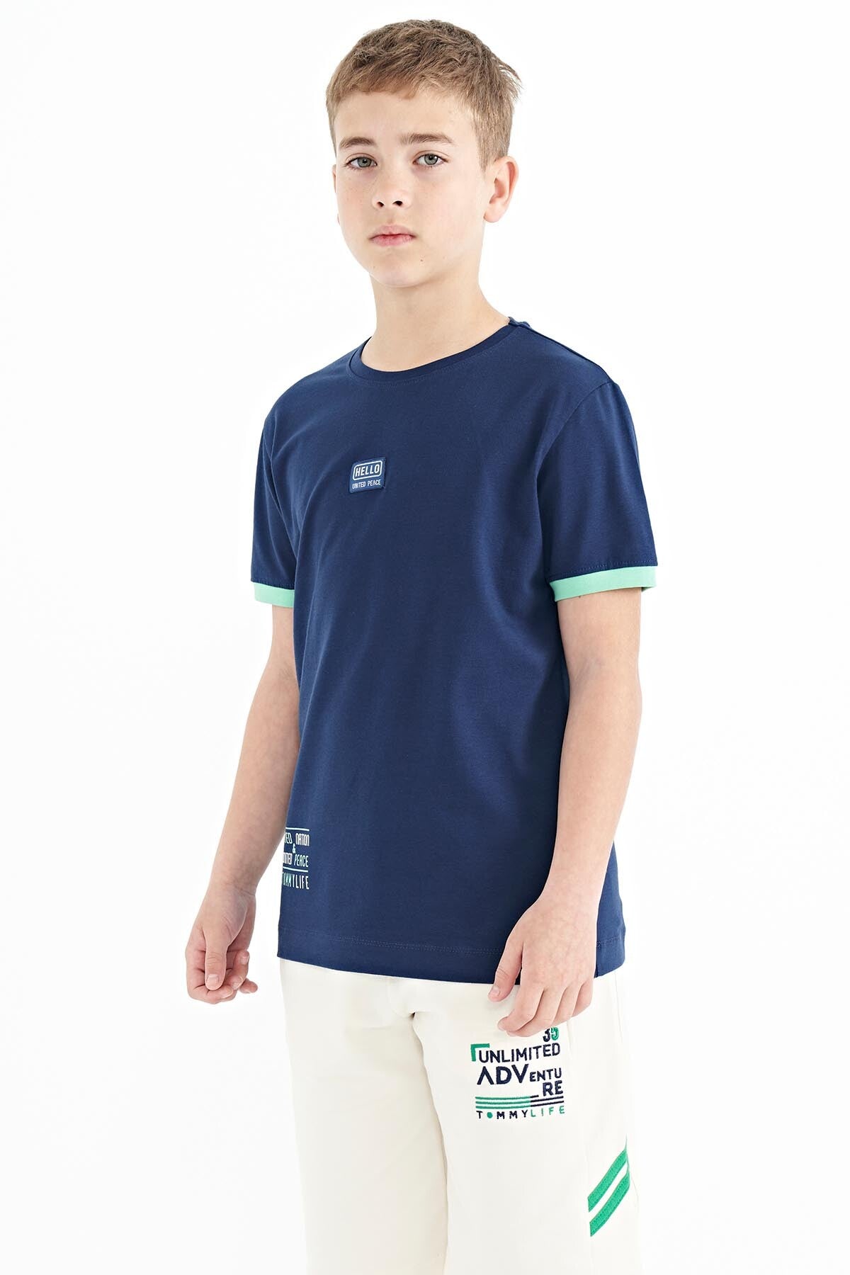 Indigo Printed Standard Fit O Collar Boys T-Shirt - 11097