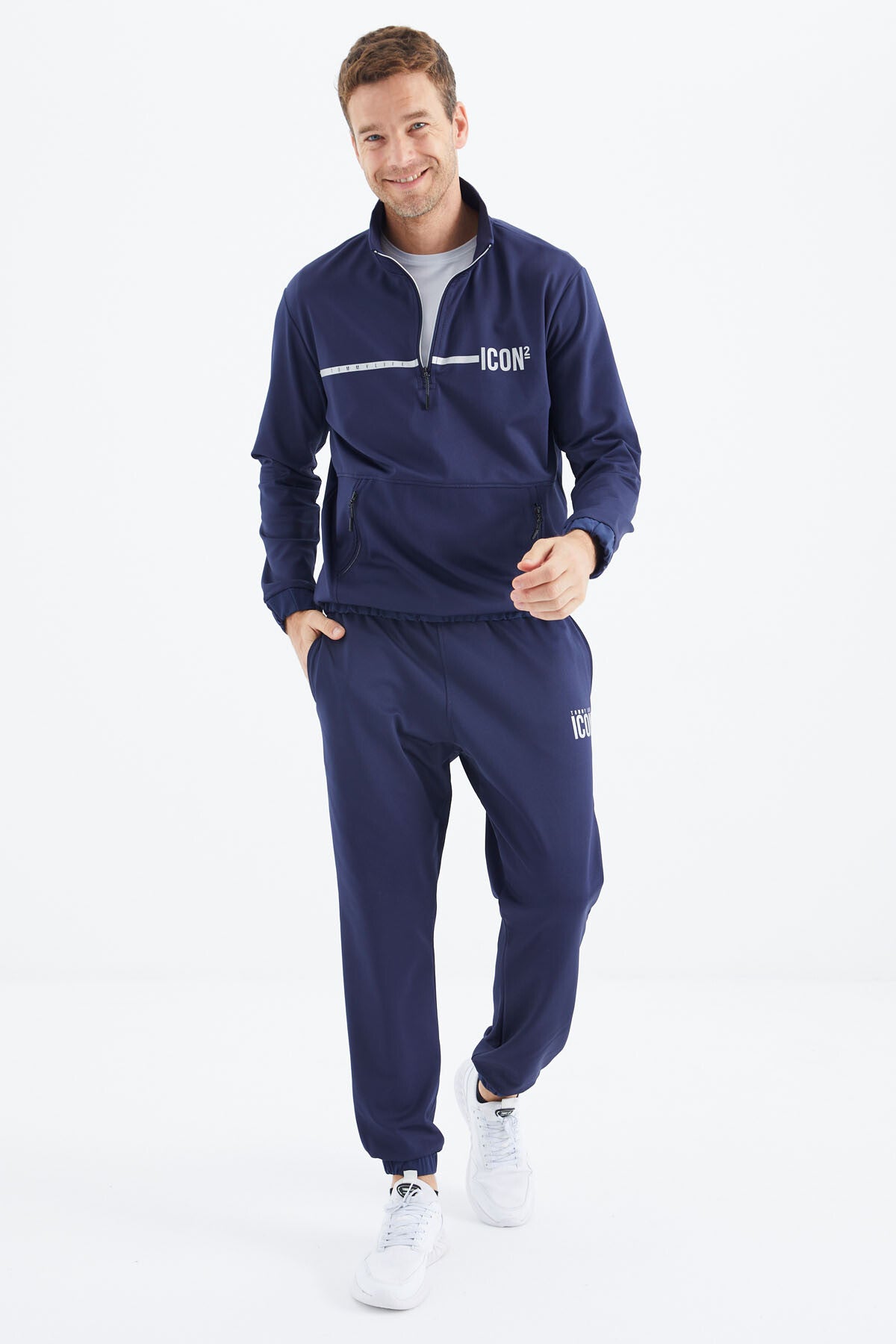 Indigo Stand Collar Men's Tracksuit Set - 85215