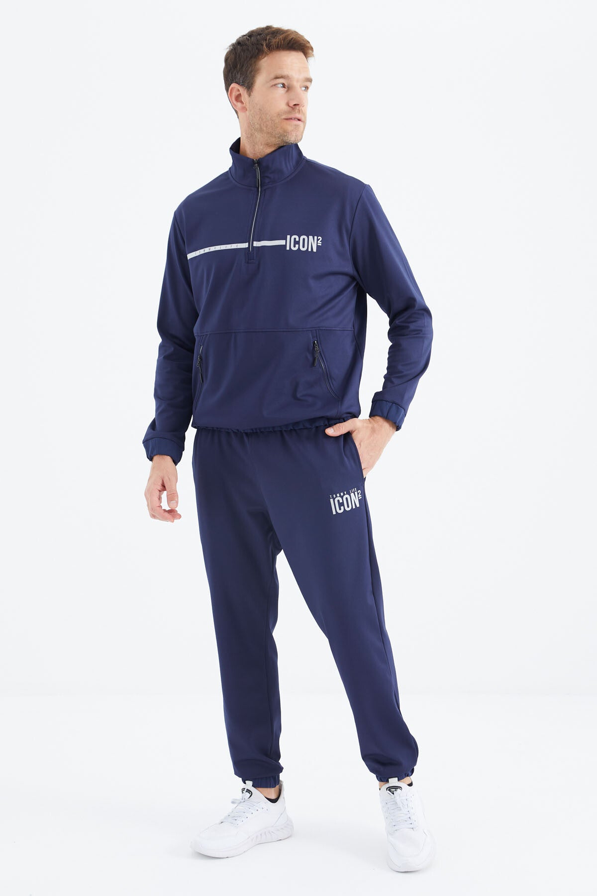Indigo Stand Collar Men's Tracksuit Set - 85215