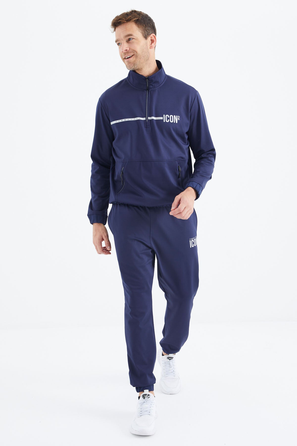 Indigo Stand Collar Men's Tracksuit Set - 85215
