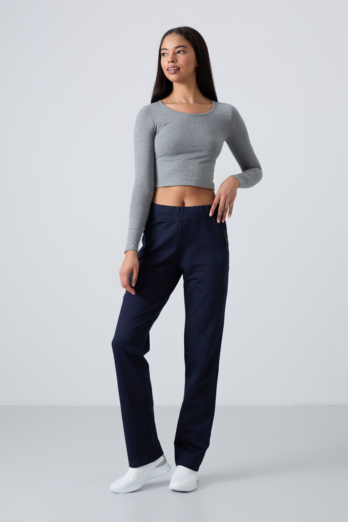 Indigo Zippered Pocket Comfort Fit Classic Hem Women's Tracksuit Bottom - 94195
