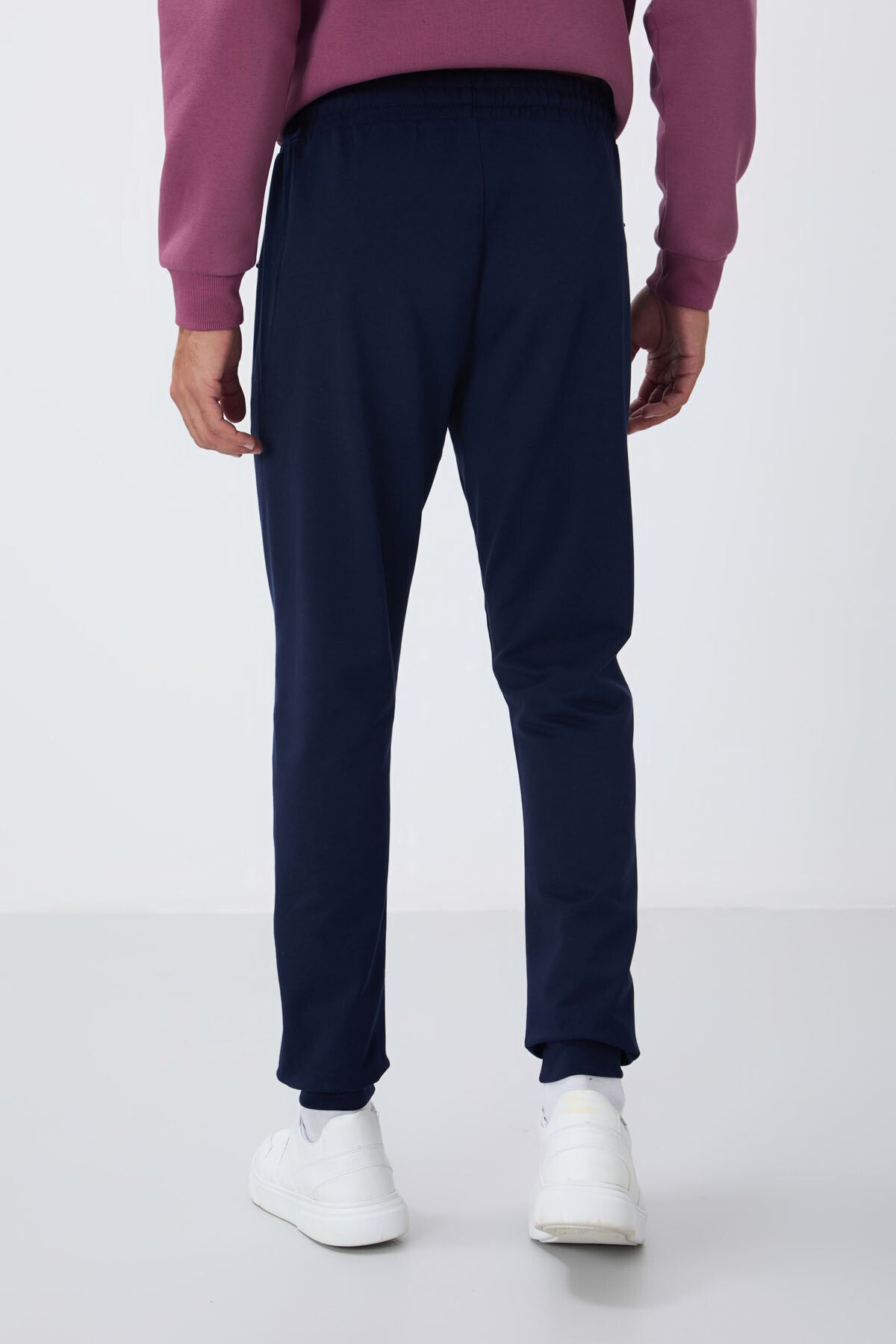 Indigo Zippered Pocket Standard Fit Jogger Men's Tracksuit Bottom - 84651