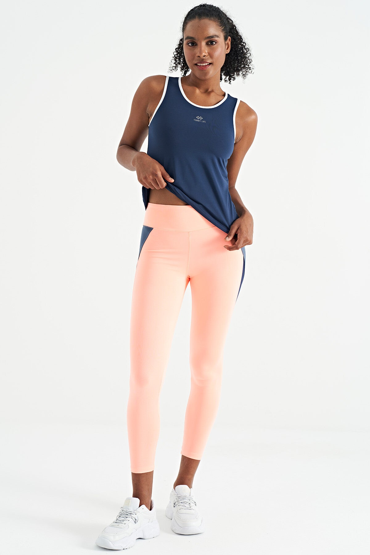 Indigo Logo Printed Bias Tape Trim Standard Cut Women's Sports Singlet - 97255