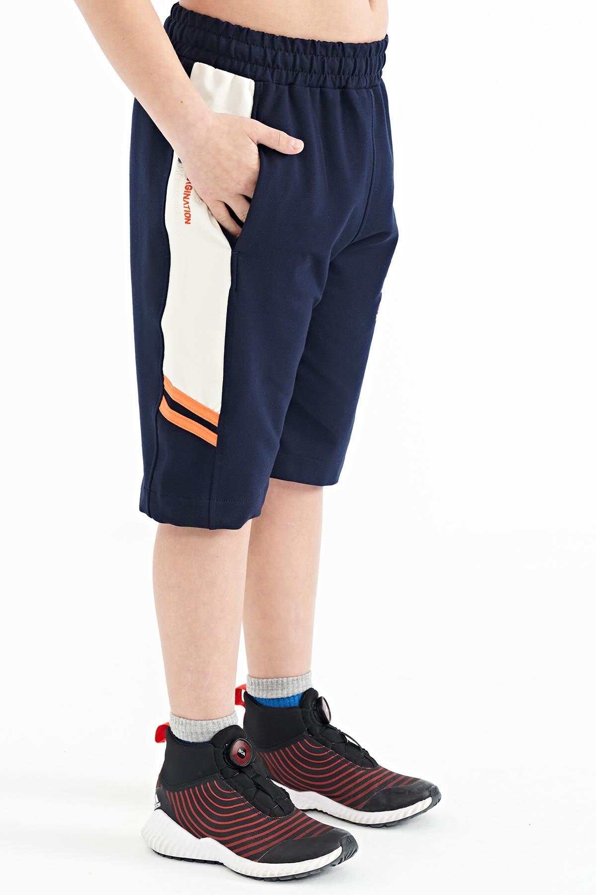 Indigo Embroidered Pattern Laced Standard Fit Boys Shorts - 11124
