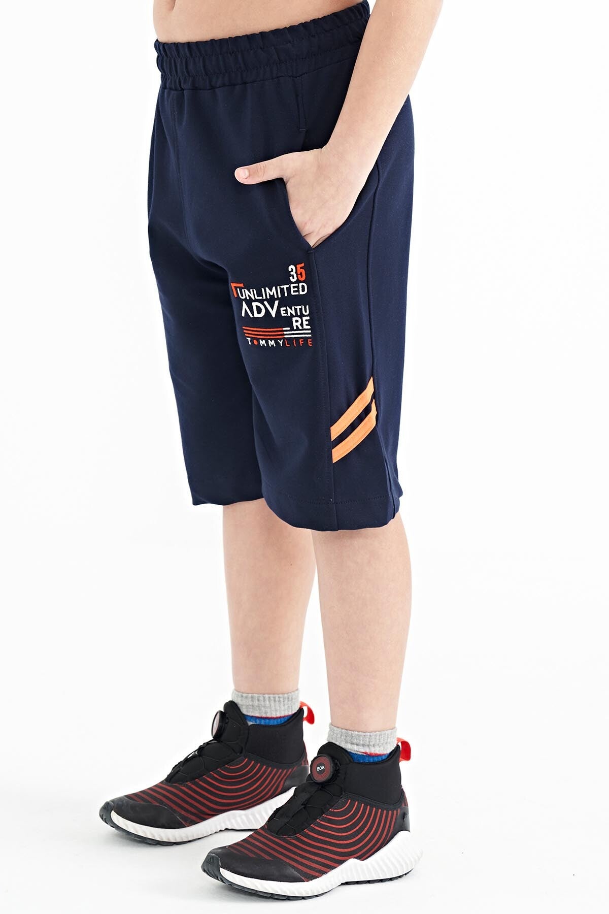 Indigo Embroidered Pattern Laced Standard Fit Boys Shorts - 11124