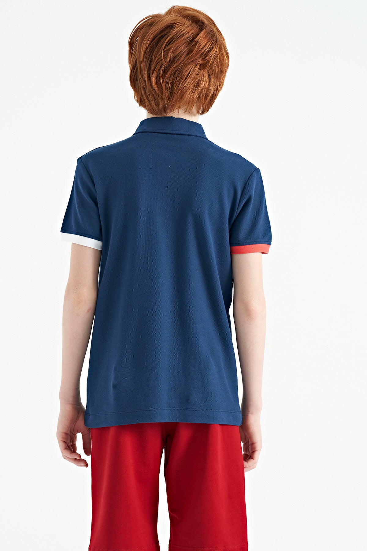Indigo Front Pocket Detailed Print Standard Fit Polo Collar Boys T-Shirt - 11102