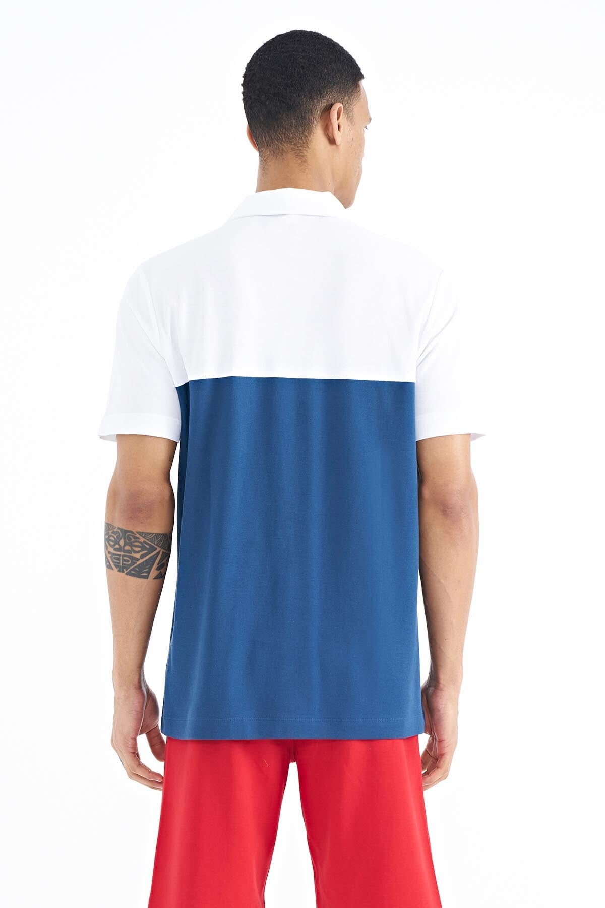 Indigo Color Gradient Polo Collar Standard Fit Men's T-shirt - 88238
