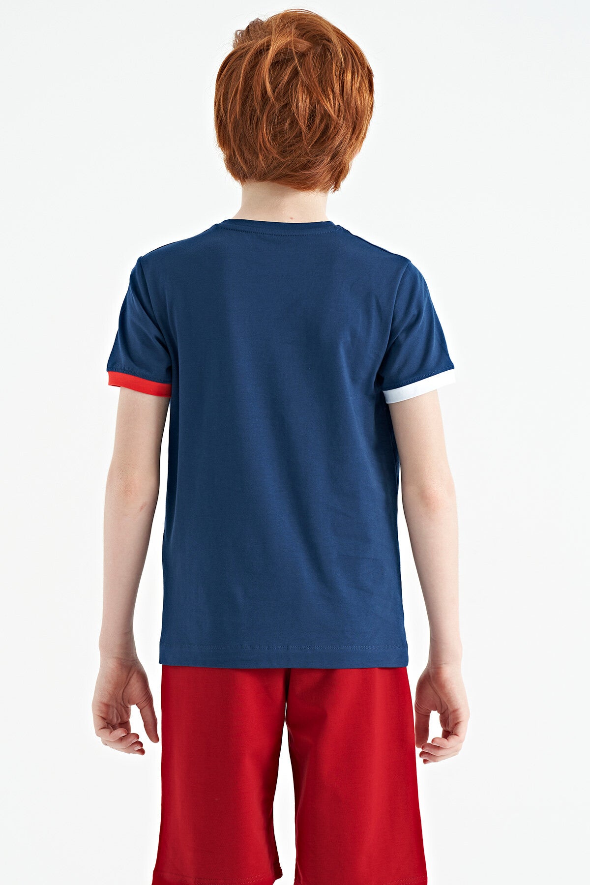 Indigo Print Standard Fit O Collar Boys' T-Shirt - 11105