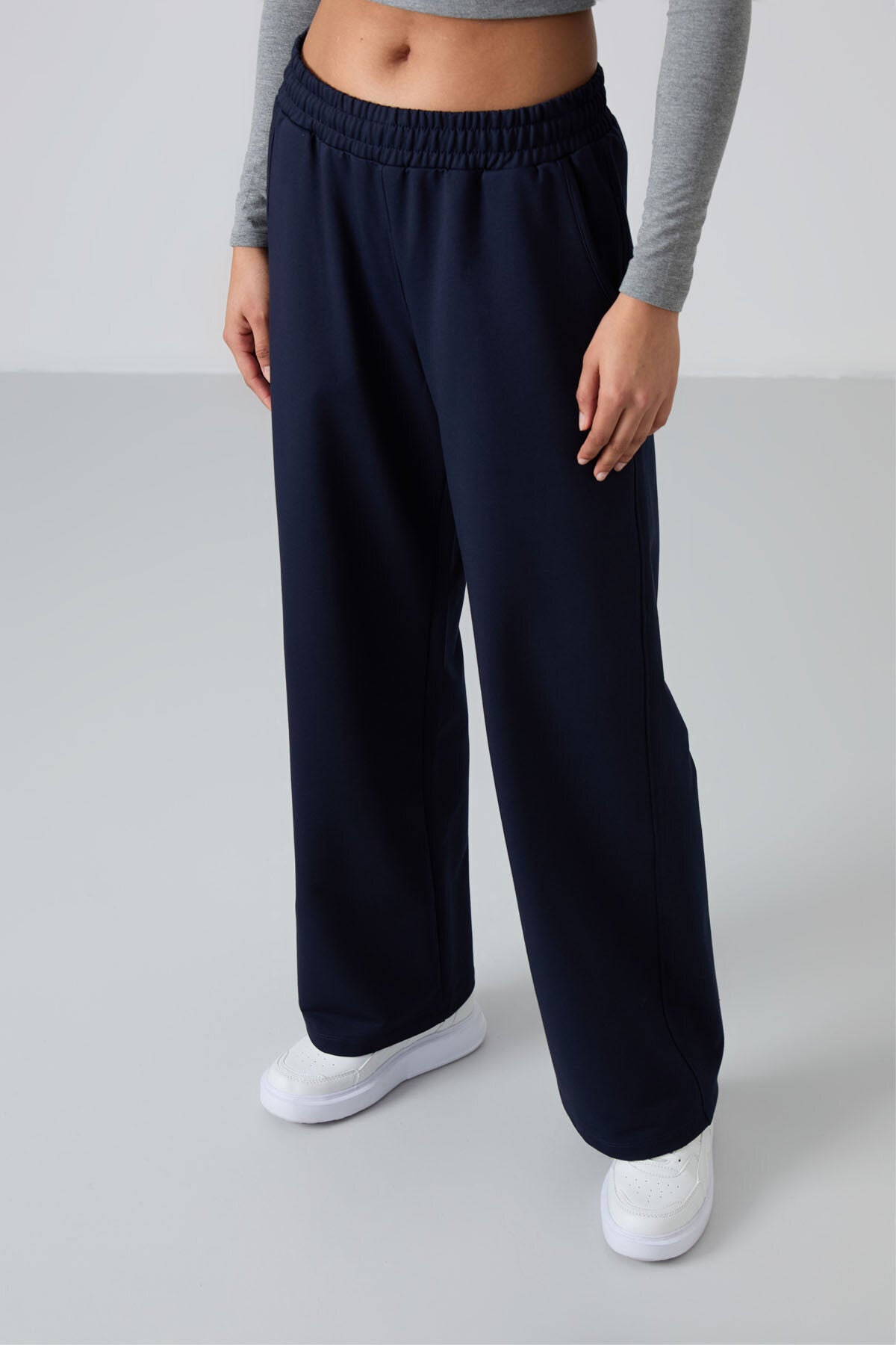 Indigo High Waist Comfort Fit Wide Leg Women's Tracksuit Bottom - 94567