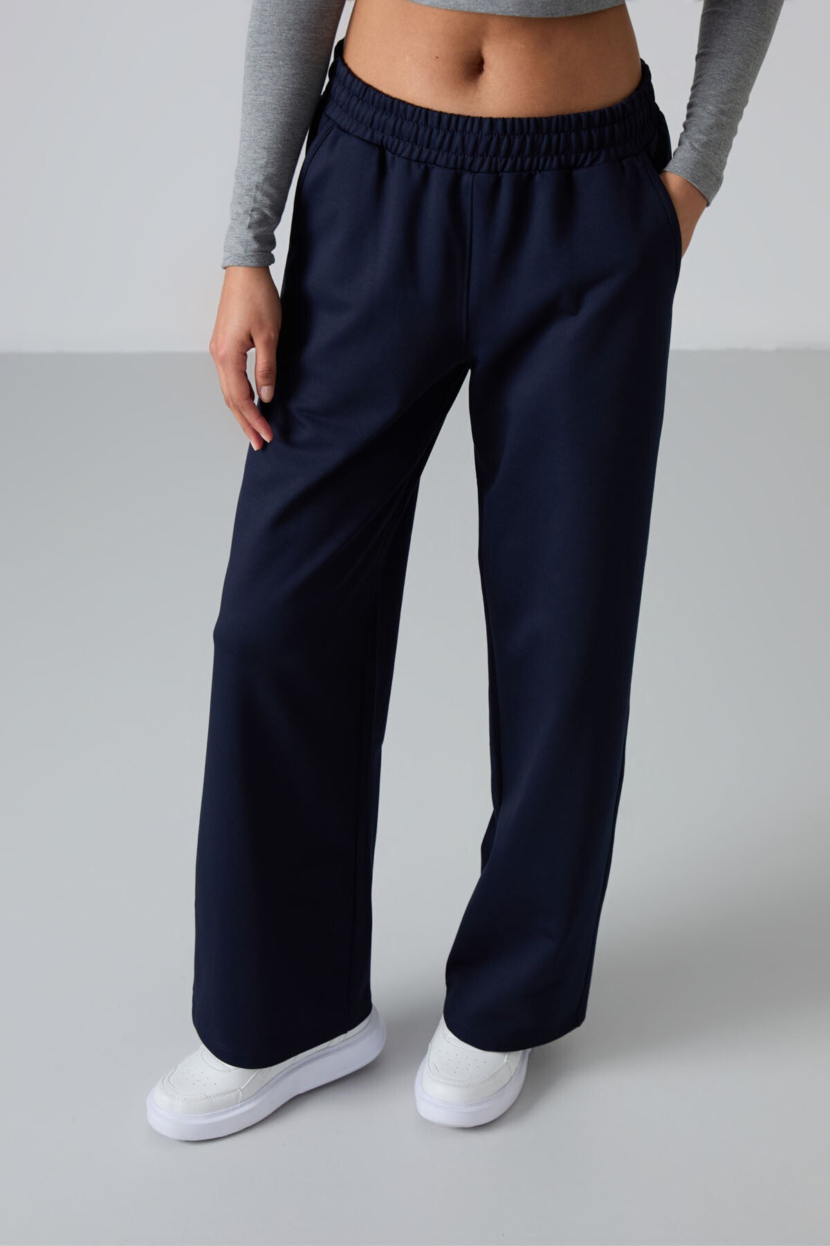 Indigo High Waist Comfort Fit Wide Leg Women's Tracksuit Bottom - 94567