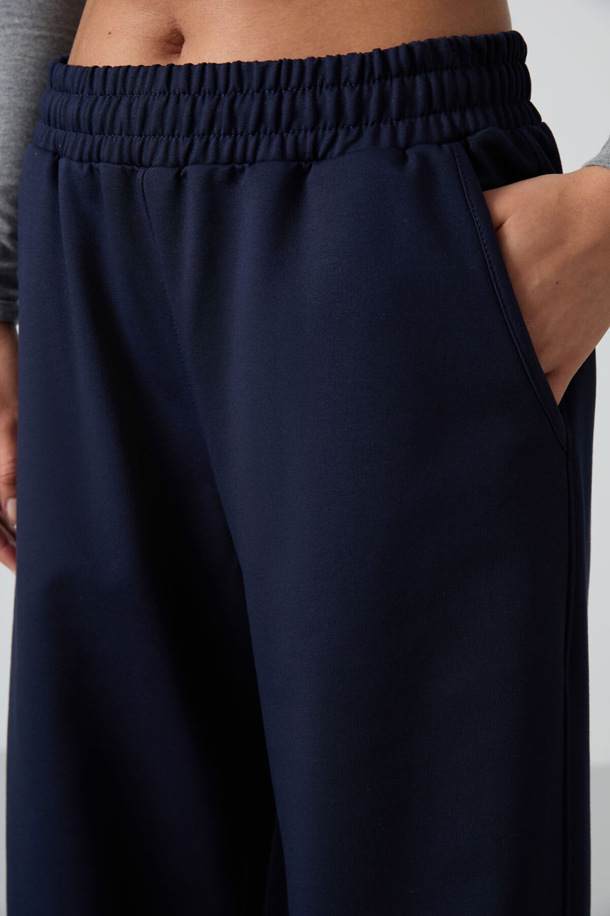 Indigo High Waist Comfort Fit Wide Leg Women's Tracksuit Bottom - 94567