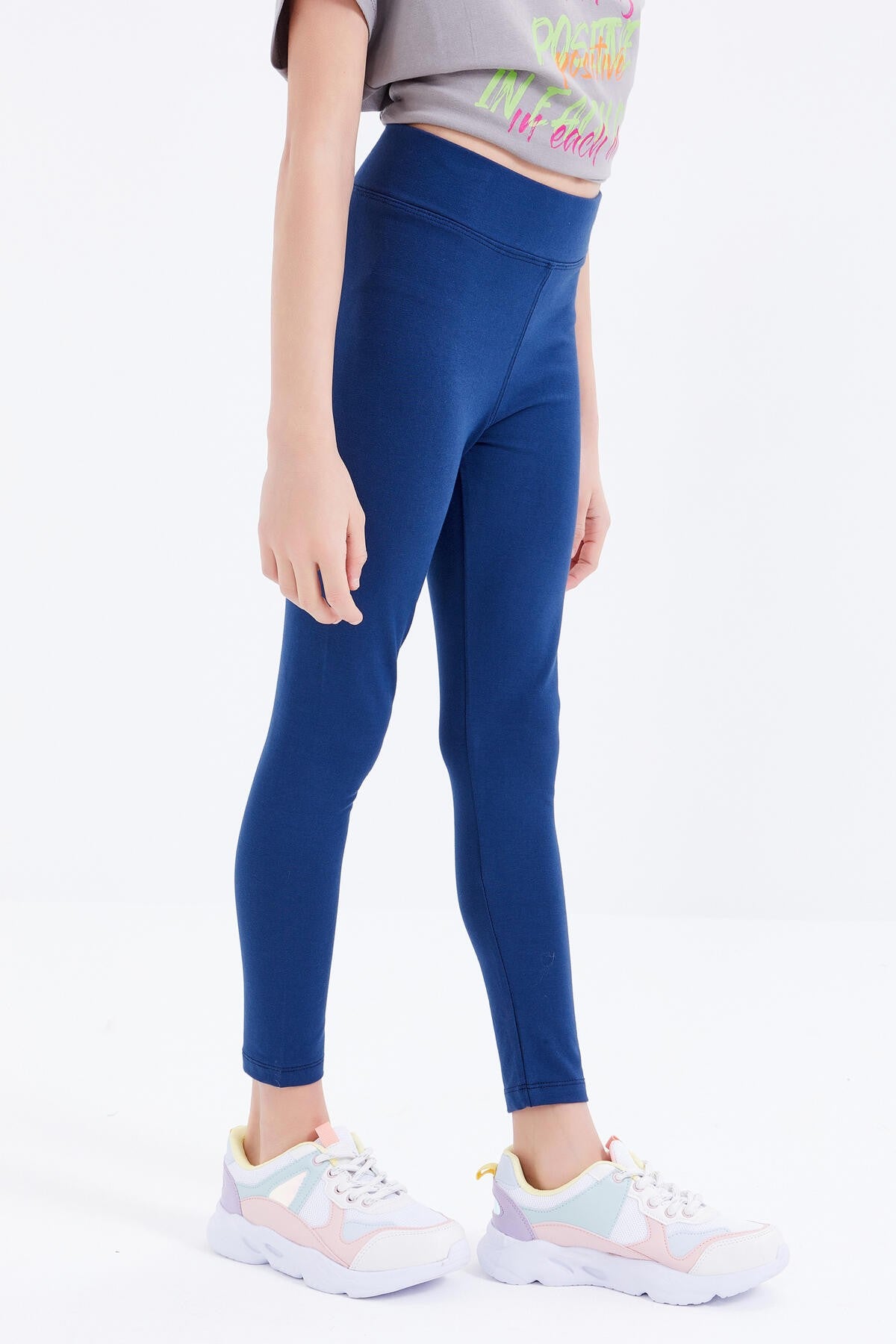 Indigo High Waist Slim Leg Girls' Tights - 75047