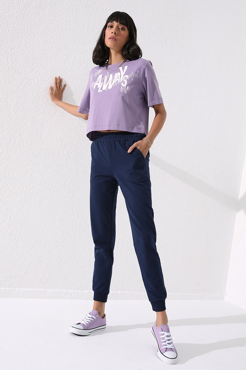 Indigo high-waisted jogger comfy tracksuit bottoms